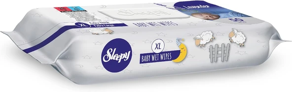 Sleepy, Xl Lavanta Kokulu Bebek Vücut Temizleme Havlusu 50 Yaprak, Beyaz ürün görseli 1