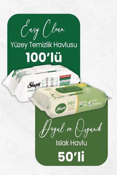 Sleepy Doğal Organik Islak Mendil 50' Li Temizlik Havlusu 100' Lü ürün görseli 1