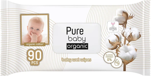 Pure Baby Organik Pamuklu Islak Havlu 1×90 (90 Yaprak) ürün görseli 1
