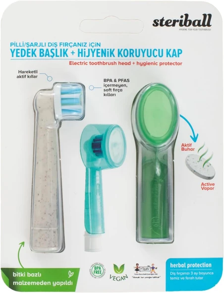 Steriball Pilli/Şarjlı Fırçanız Için Yedek Başlık Hijyenik Koruyucu Kapak ürün görseli 1