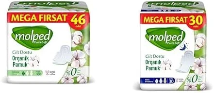 Molped Seti | Pure&Soft Normal Mega Fırsat 46 Adet, Kanatlı X1 + Pure&Soft Gece Mega Fırsat 30 Adet X1 ürün görseli 1