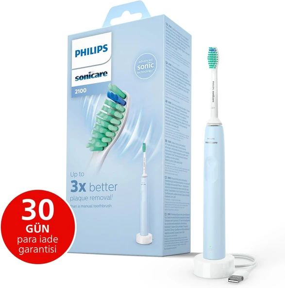 Sonicare 2100 Sonic Şarjlı Fırçası, 3 Kat Daha Fazla Plak Temizliği, 14 Gün Şarj Ömrü, Smarttimer Quadpacer Özellikli – Hx3651/12 ürün görseli 1