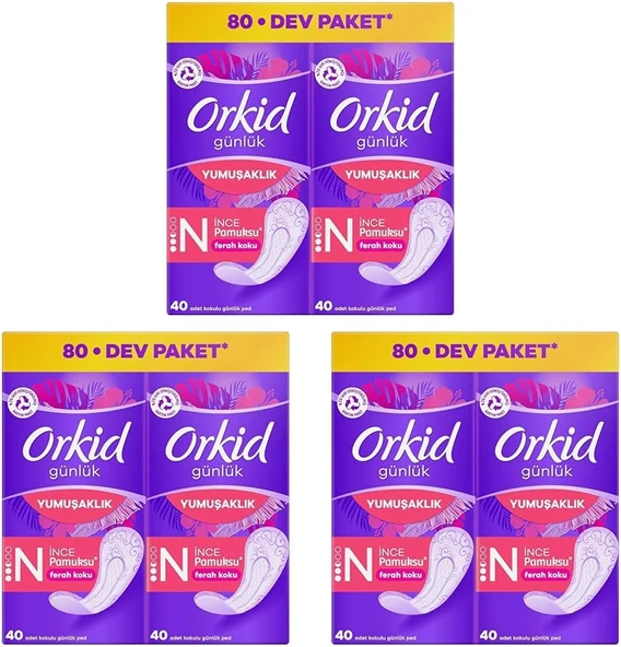 Orkid Yaprak Pamuksu Günlük Ped Deo Fresh 80 Adet 3Lü Paket ürün görseli 1