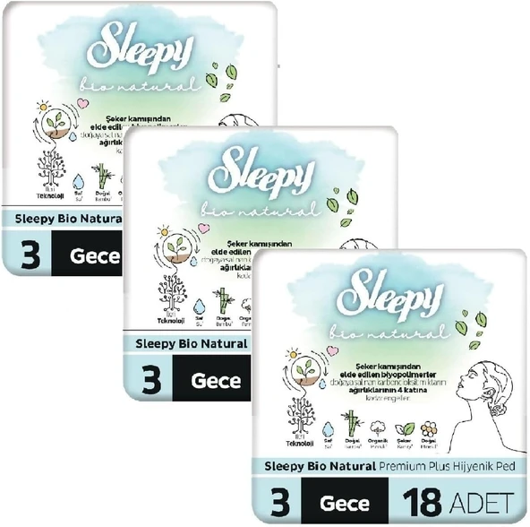 Sleepy Bio Hijyenik Ped Gece Adet X 3 Adet ürün görseli 1