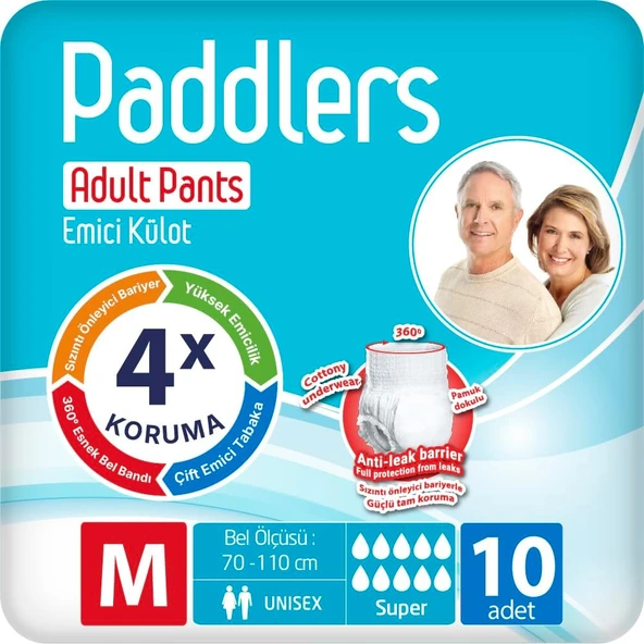 Paddlers Yetişkin Hasta Emici Külot Bez Medium 10 Adet ürün görseli 1