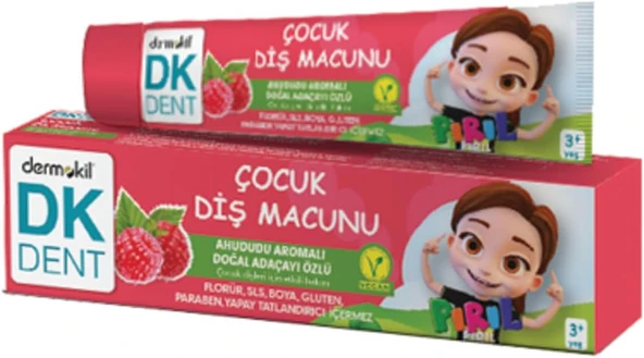 Dkdent Vegan Pırıl Ahududu Aromalı Florürsüz Çocuk Macunu 50 Ml ürün görseli 1