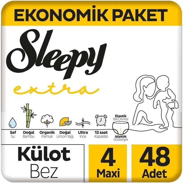 Sleepy Extra Günlük Aktivite Ekonomik Paket Külot Bez 4 Numara Maxi 48 Adet ürün görseli 1