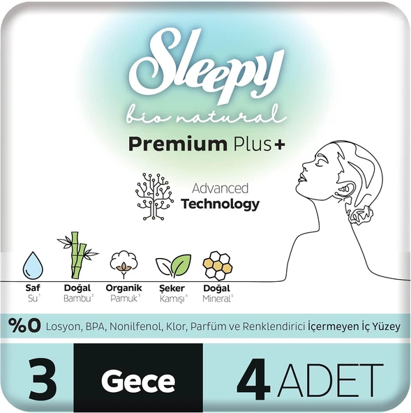 Sleepy Bio Hijyenik Ped Deneme Paketi Gece 4 Adet ürün görseli 1