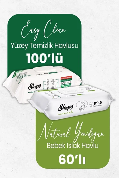 Sleepy Islak Bebek Havlusu 60'Lı Temizlik Havlusu 100' Lü ürün görseli 1
