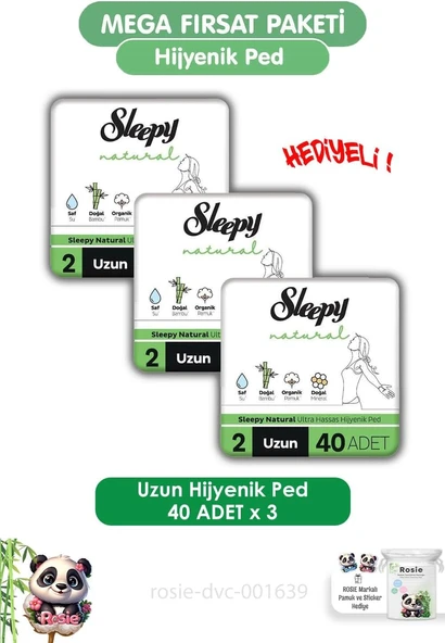 Hassas Hijyenik Ped Mega Fırsat Paketi Uzun 120 Adet Rosie ürün görseli 1
