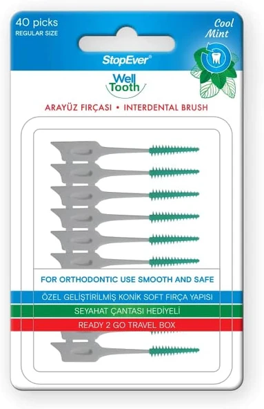Stopever Well Tooth Arayüz Fırçası – 40 Adet | Naneli Ferahlık & Seyahat Çantası Hediyeli ürün görseli 1