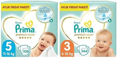 Bebek Bezi Care 5 Beden 108 Adet Junior Aylık Fırsat Paketi & Bebek Bezi Care 3 Beden 144 Adet Midi Aylık Fırsat Paketi ürün görseli 1
