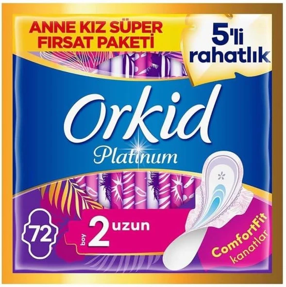 Orkid Platinum Anne Kız Paketi Uzun Hijyenik Ped 72 Adet ürün görseli 1