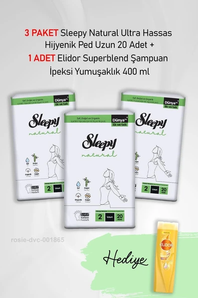 Sleepy Hassas Hijyenik Ped Uzun 20 Adet X3 Elidor 400 Ml ürün görseli 1