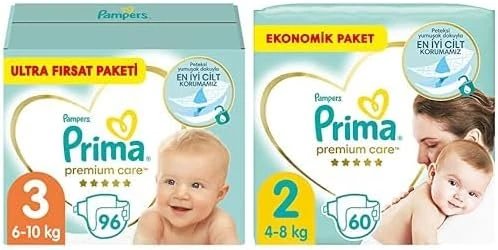 Bebek Bezi Care 3 Beden 96 Adet Fırsat Paketi & Bebek Bezi Care 2 Beden 60 Adet Mini Paket ürün görseli 1