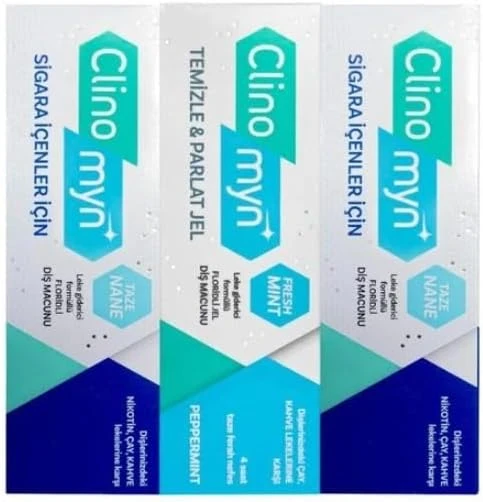 Clinomyn Smokers Içenler Için Diz Beyazlatan 75Ml X 2 + Temizle Parlat Beyazlatan Parlatan Fresh Jel Macunu 75 Ml ürün görseli 1