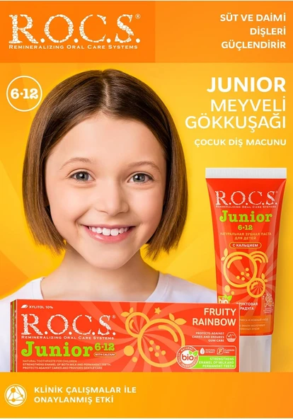 R.O.C.S. R.O.C.S Junior Çocuklar Için Bitkisel İçerikli Macunu 6-12 Yaş Meyveli Gökkuşağı (1 X 60 Ml) ürün görseli 1