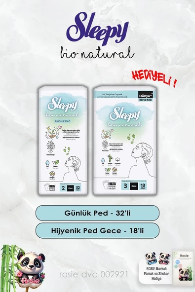 Bio Sleepy Hijyenik Ped Gece 18'Li Günlük Uzun 32'Li Rosie ürün görseli 1