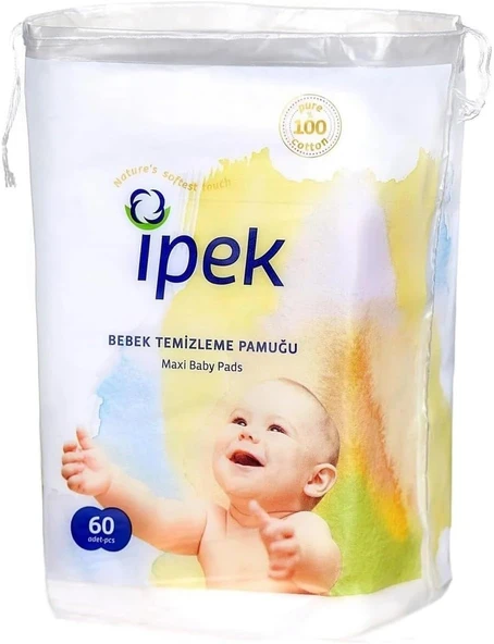 İpek Bebek Temizleme Pamuğu, Beyaz, 60 Adet ürün görseli 1