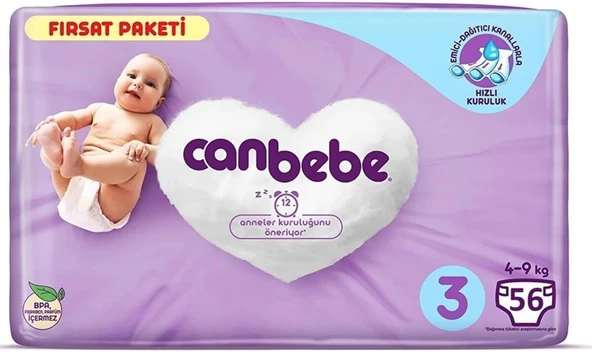 Canbebe Fırsat Paketi Bebek Bezi, Midi 56'Lı ürün görseli 1