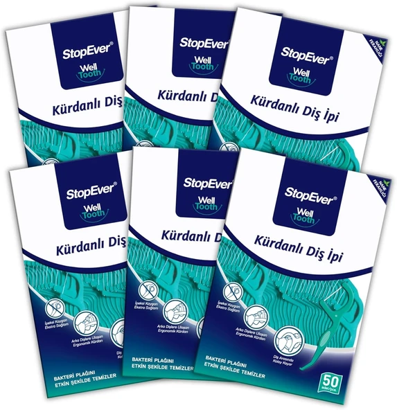 Stopever Nane Ferahlığı Kürdanlı İpi 6Lı Paket 300 Adet (6 X 50 Adet) ürün görseli 1