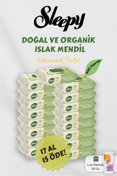 Sleepy Organik Islak Mendil 17 Al 15 Öde Hediyeli ürün görseli 1