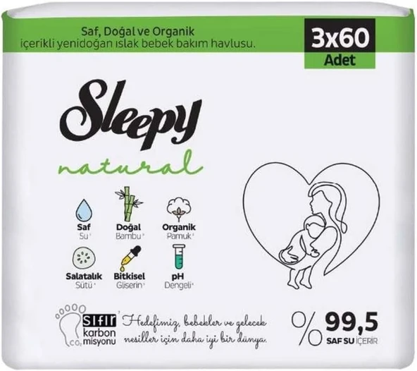 Sleepy Yenidoğan 60 Yaprak 3'Lü Paket Islak Mendil ürün görseli 1