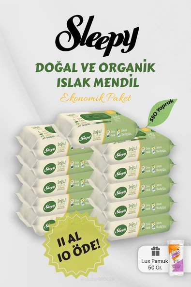 Sleepy Organik Islak Mendil 11 Al 10 Öde Hediyeli ürün görseli 1