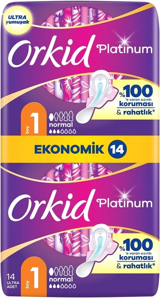 Orkid Platinum Hijyenik Ped Normal (Boy 1) Ekonomik Paket 14 Adet Ped ürün görseli 1