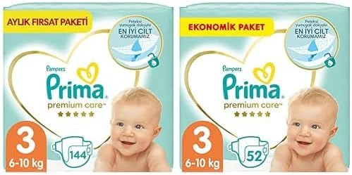 Bebek Bezi Care 3 Beden 144 Adet Midi Aylık Fırsat Paketi & Bebek Bezi Care 3 Beden 52 Adet Midi Paket ürün görseli 1
