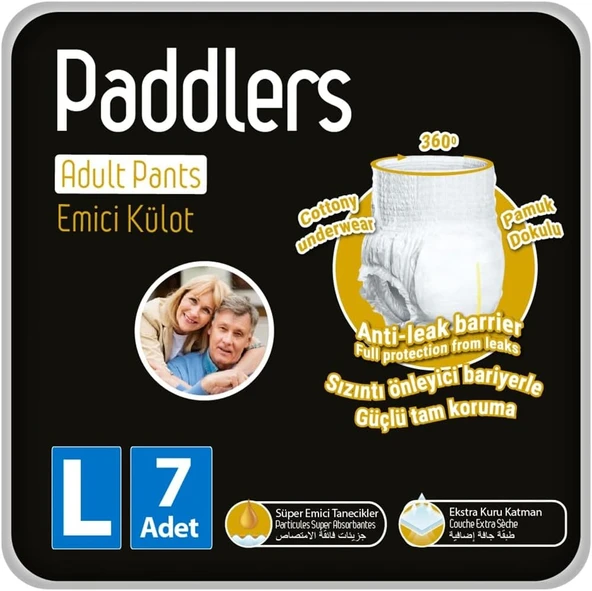 Paddlers Yetişkin Hasta Emici Külot Bez Large (L) 7 Adet – Yüksek Emicilik, Sızdırmaz ürün görseli 1