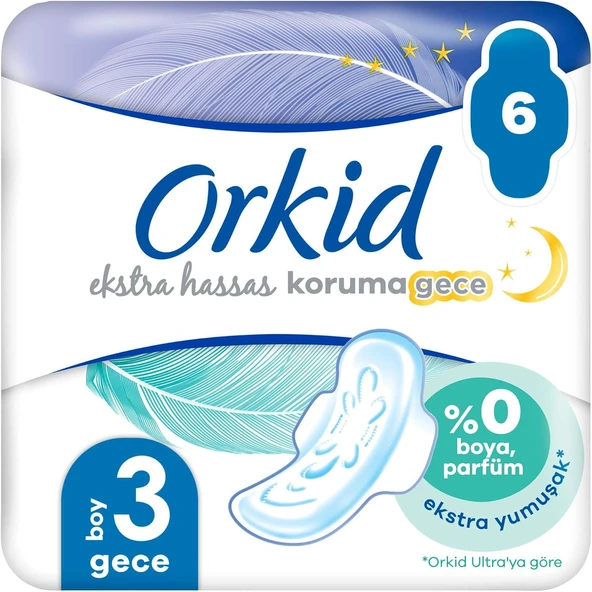 Orkid Extra Hassas Koruma (Boy 3) Gece 6Lı Hijyenik Ped ürün görseli 1