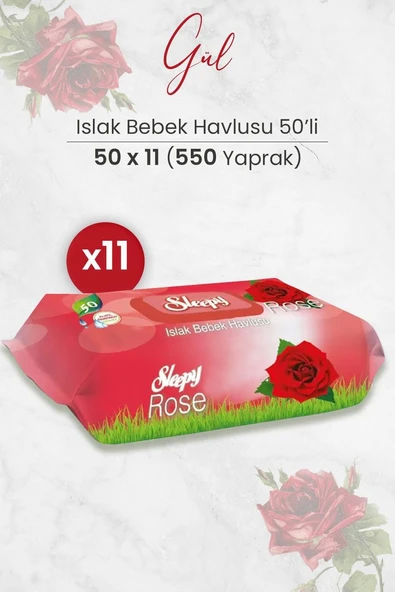 Sleepy Gül Kokulu Islak Bebek Havlusu 50 X 11 Adet (550 Yaprak) ürün görseli 1