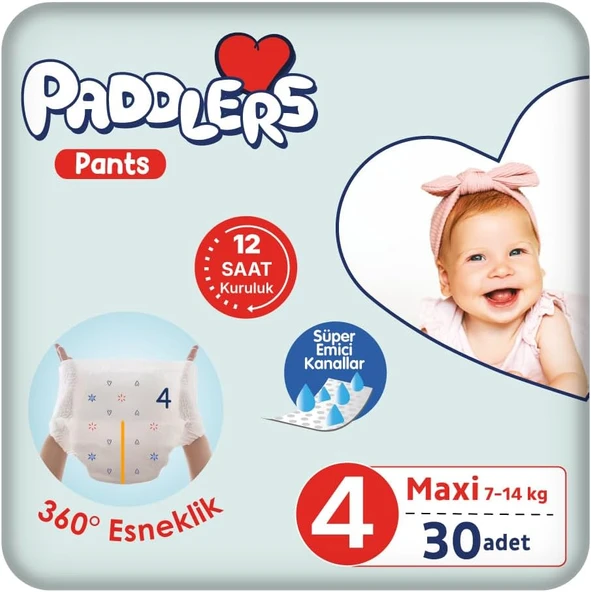 Paddlers Külot Bebek Bezi 4 Numara Maxi 30 Adet (7-14 Kg) Eko Paket ürün görseli 1