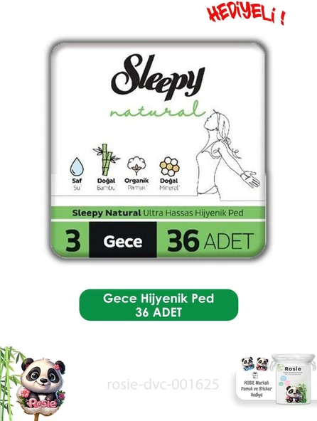Sleepy Hassas Hijyenik Ped Gece 36 Adet Ped Rosie ürün görseli 1
