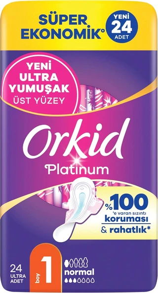 Orkid Platinum Hijyenik Ped Normal (Boy 1) Süper Ekonomik Paket 24 Adet Ped ürün görseli 1