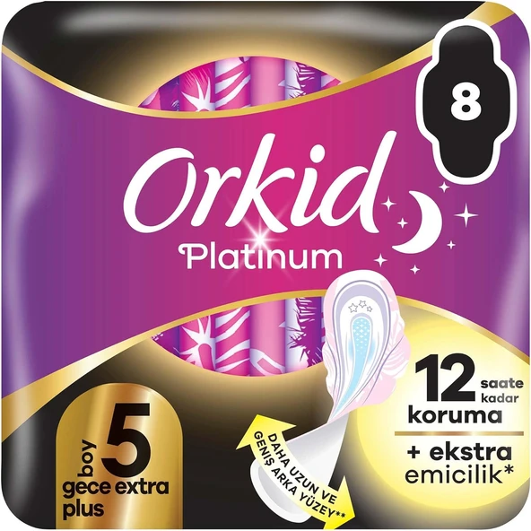 Orkid Platinum Gece Ekstra (Boy 5) 8 Adet Hijyenik Ped ürün görseli 1