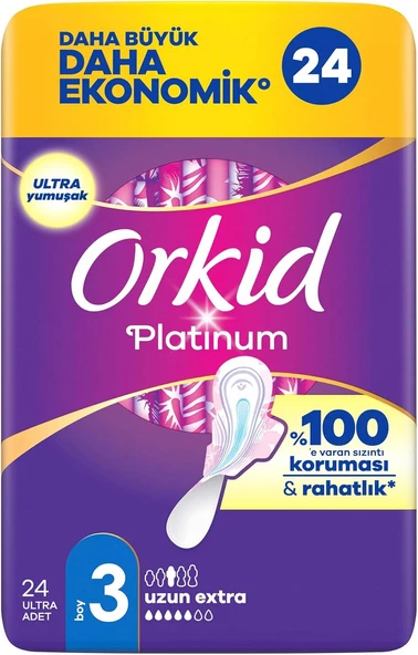 Orkid Platinum Hijyenik Ped Uzun Extra (Boy 3) 24 Adet Ped ürün görseli 1