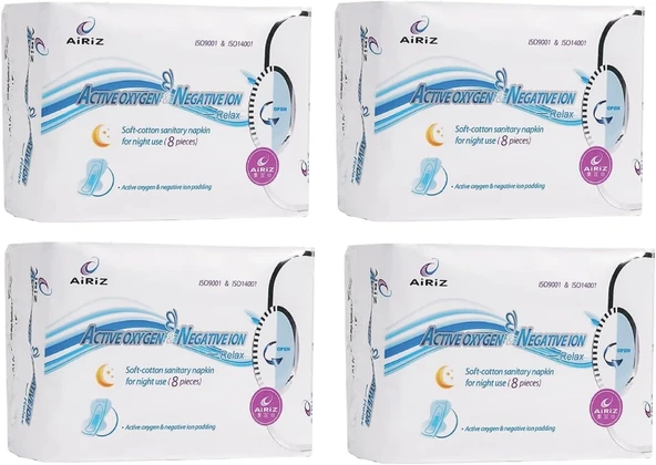 Tiens Airiz 8Li Gece 4 Paket Hijyenik Kadın Pedi Seti (4 Paket 32 Adet) ürün görseli 1