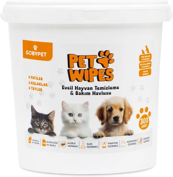 Gobypet Wipes Evcil Hayvan Temizlik Havlusu 300 Adet – Köpekler İçin Alkolsüz, Parabensiz, Hipoalerjenik Islak Temizlik Mendili – Pati, Tüy Kulak Bakımı ürün görseli 1