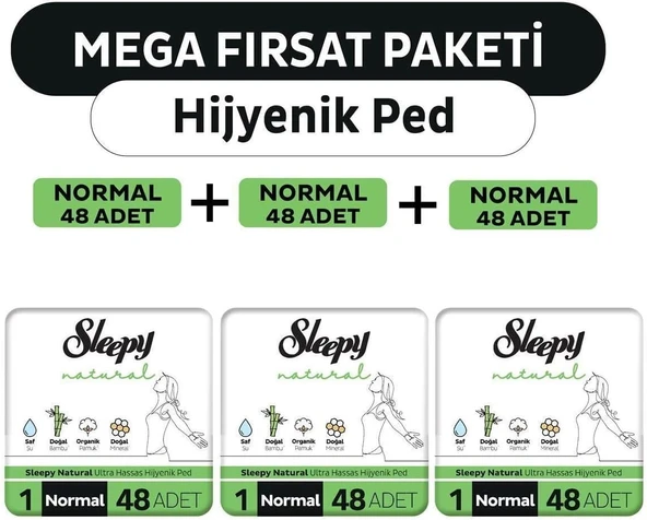 Hassas Hijyenik Ped Mega Fırsat Paketi Normal 144 Adet ürün görseli 1