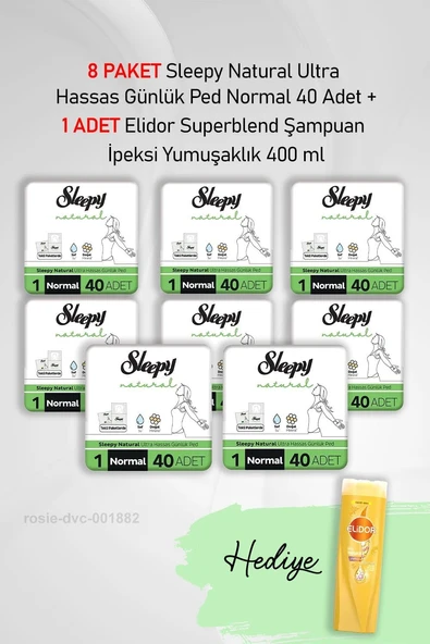 Sleepy Hassas Günlük Ped Normal 40 Adet X 8 Hediye Elidor 400 Ml ürün görseli 1