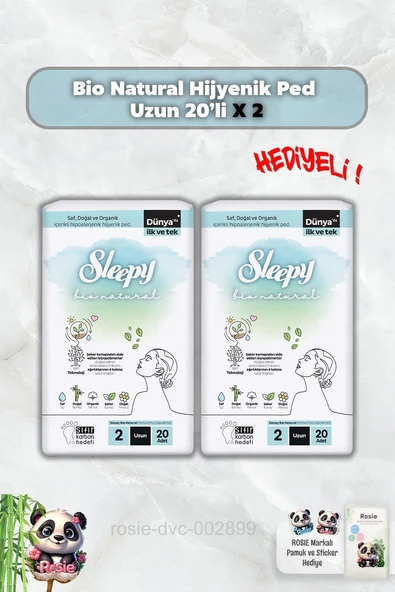 Sleepy Hijyenik Ped Uzun 20'Li Sleepy Bio X 2 Rosie ürün görseli 1