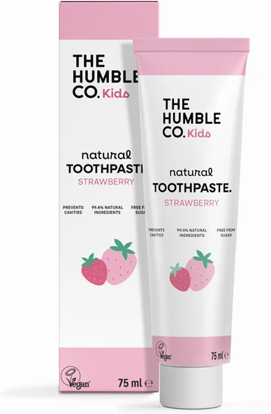 The Humble Co. Toothpaste Kids Strawberry 75 Ml Çocuklar Için Çilek Aromalı Doğal Macunu 75 Ml, Tatlı Çilek Aromalı Macunu - Nazik, Güvenli Etkili ürün görseli 1