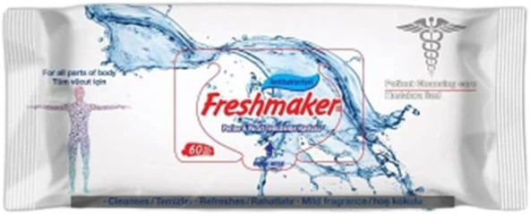 Freshmaker Antibakteriyel Hasta Vucüt Temizleme Mendili 60 Yaprak ürün görseli 1