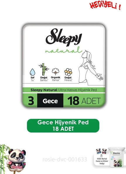 Sleepy Hassas Hijyenik Ped Gece Adet Ped Rosie ürün görseli 1
