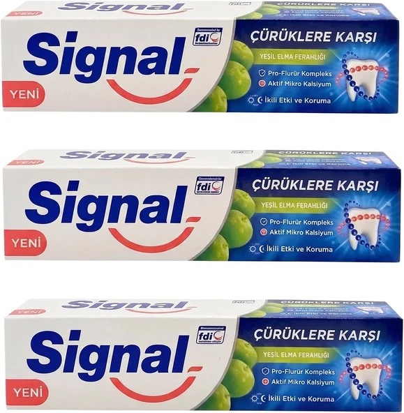 Smartizi Signal Çürüklere Karşı Nane Ferahlığı Macunu (3 Adet X 100 Gr) - Günlük Ağız Bakımı Florürlü Koruma Seti ürün görseli 1