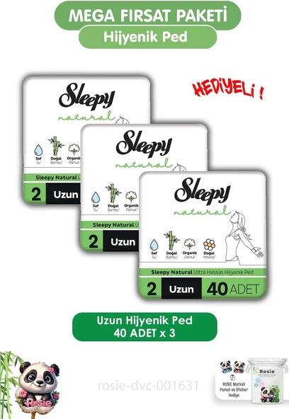 Sleepy Hassas Hijyenik Ped Uzun 120 Adet Ped Rosie ürün görseli 1