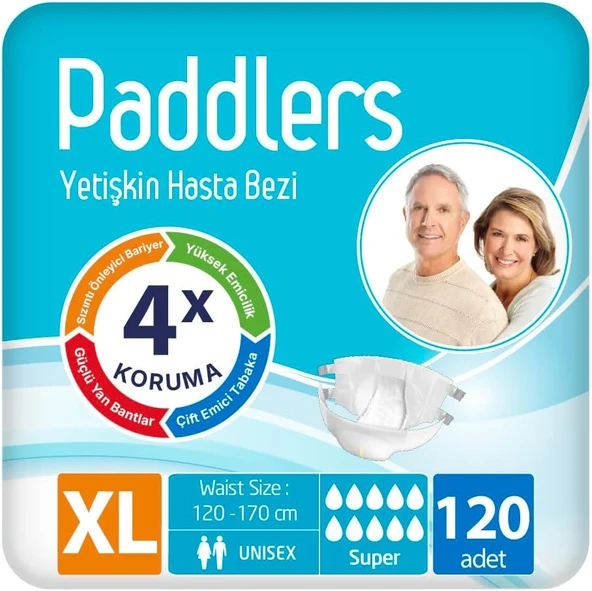 Paddlers Yetişkin Hasta Bantlı Bez X-Large 120 Adet – Yüksek Emicilik ürün görseli 1