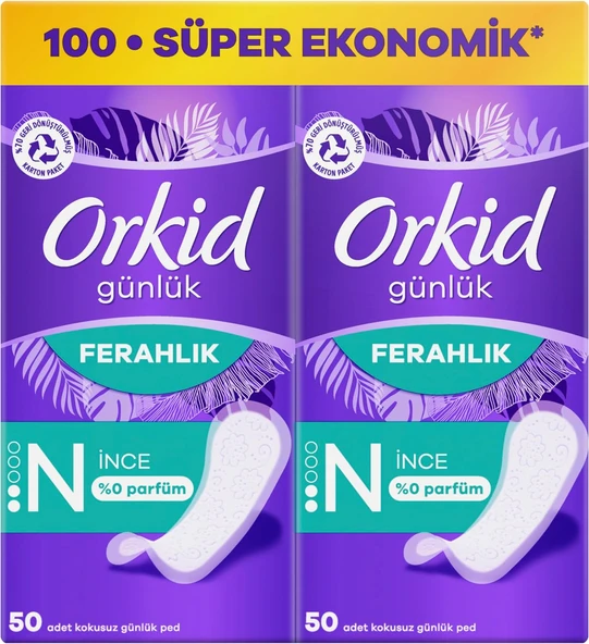 Orkid Yaprak Günlük Ped Normal Süper Ekonomik Paket 100 Adet Ped ürün görseli 1